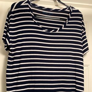 Draper James navy and whit striped top